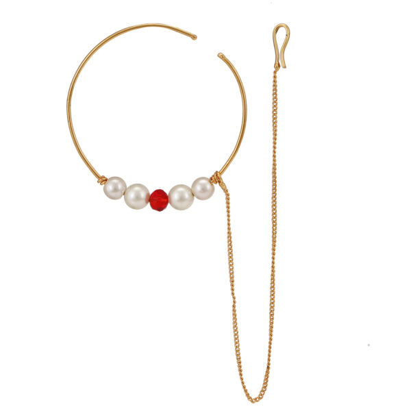 White & Red Beads Noth with Plain Chain