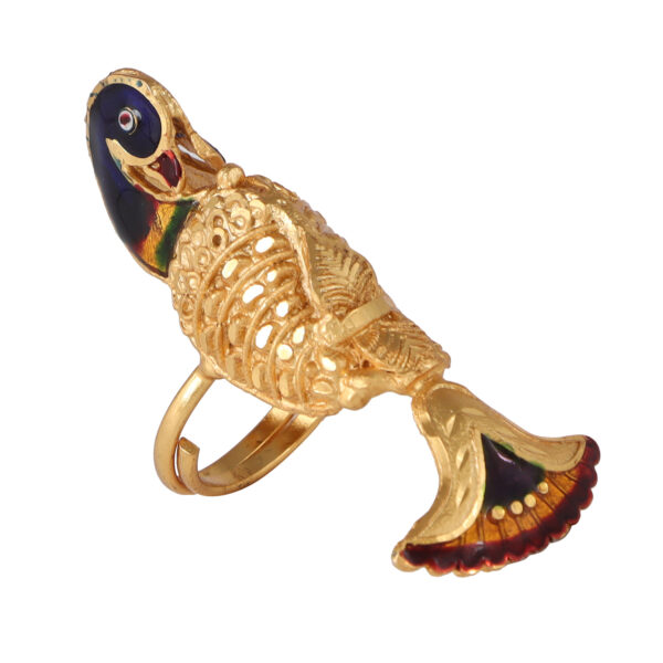 Minakari Peacock Finger Ring