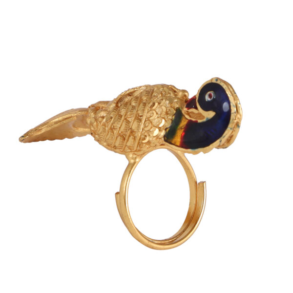 Minakari Peacock Finger Ring - Image 3