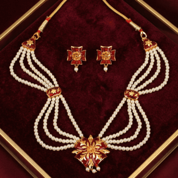 White Beads Minakari Necklace MJWN015