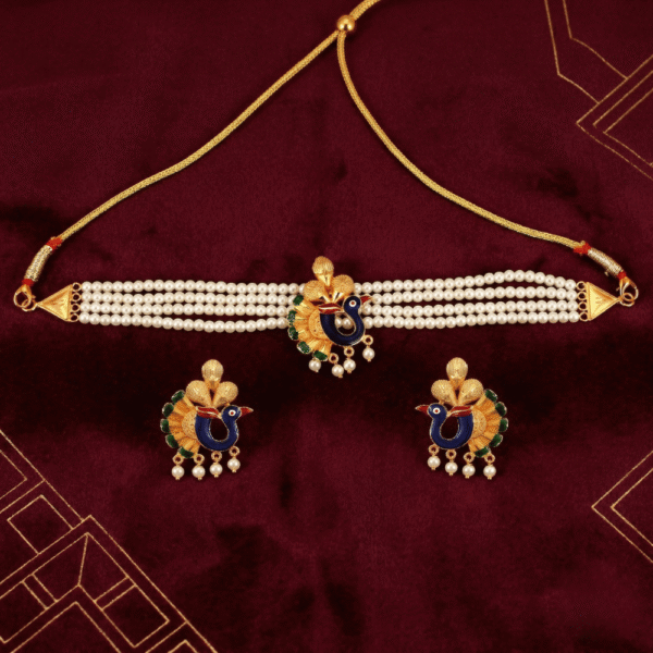 Gold plated White beads choker (MJC024)