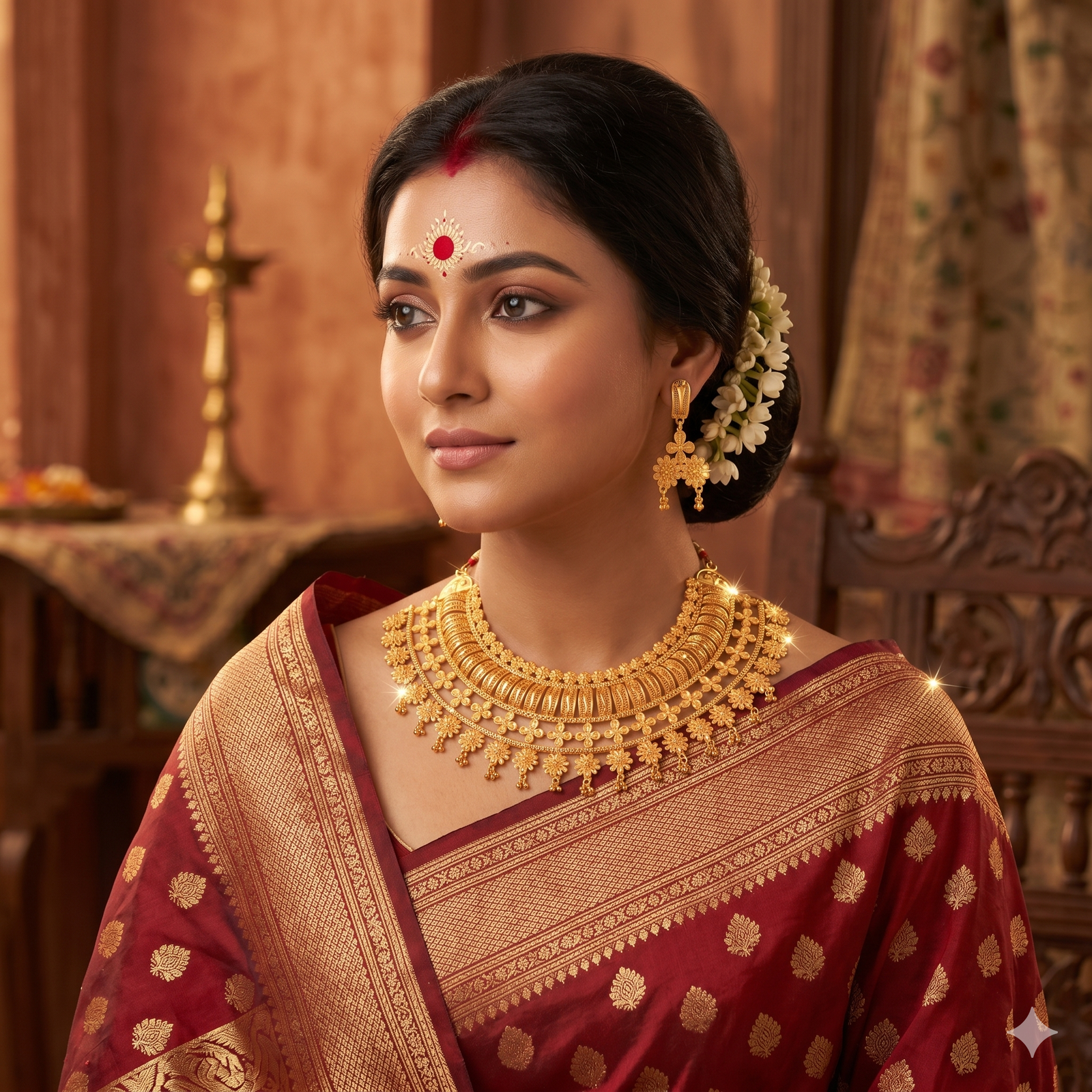 Gold plated bridal necklace